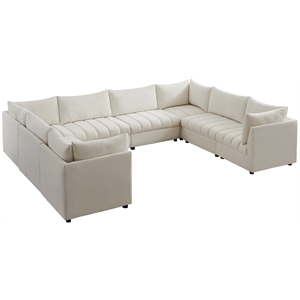 meridian furniture jacob cream velvet modular sectional
