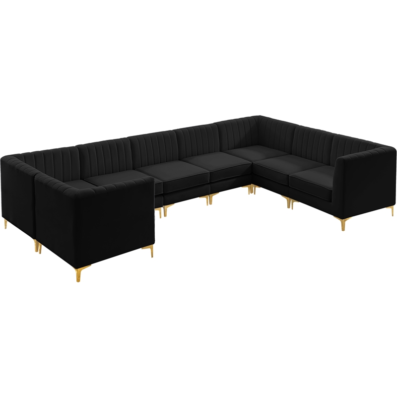 Meridian Furniture Alina Black Velvet Modular Sectional