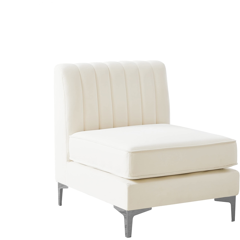 Meridian Furniture Alina Cream Velvet Armless Chair