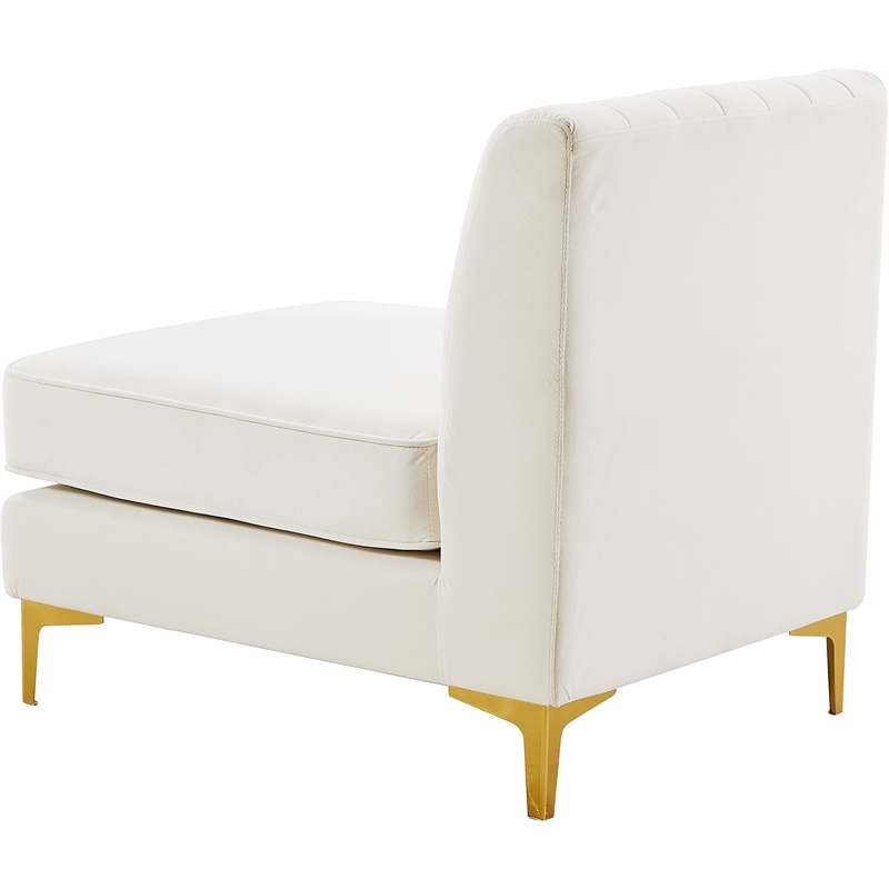 Meridian Furniture Alina Cream Velvet Armless Chair