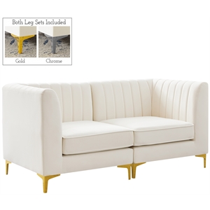 meridian furniture alina cream velvet modular sofa