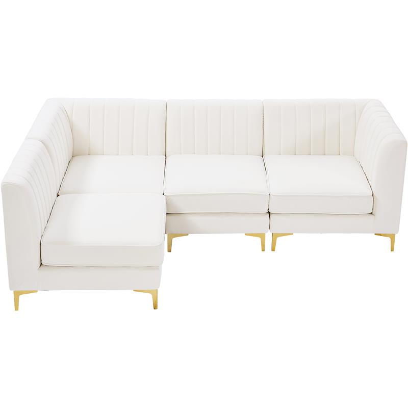 Meridian Furniture Alina Cream Velvet Modular Sectional