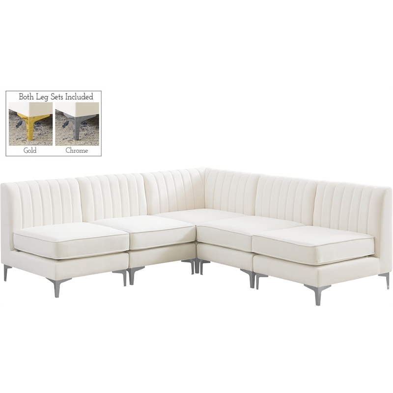 Meridian Furniture Alina Cream Velvet Modular Sectional