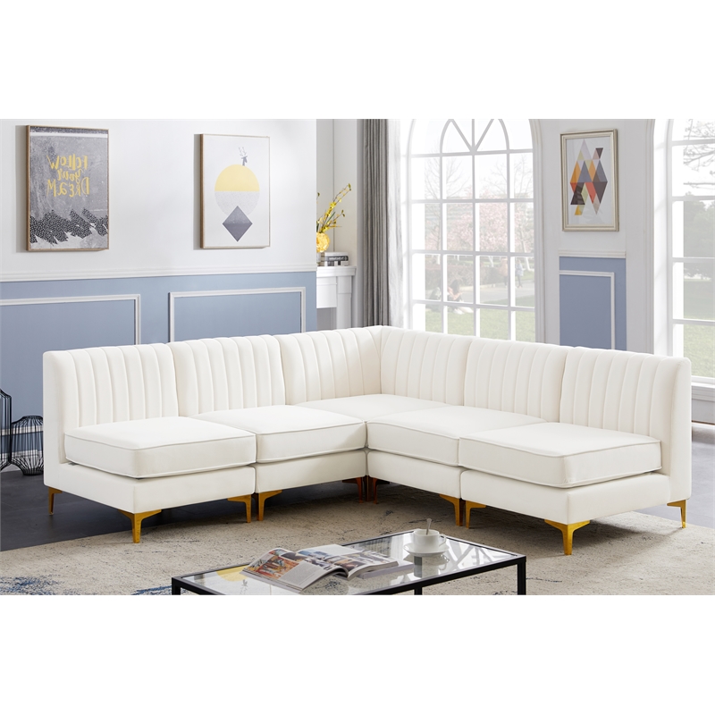 Meridian Furniture Alina Cream Velvet Modular Sectional