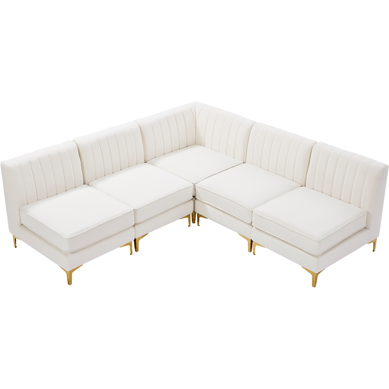 Meridian Furniture Alina Cream Velvet Modular Sectional