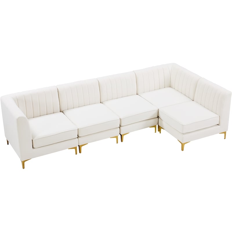 Meridian Furniture Alina Cream Velvet Modular Sectional