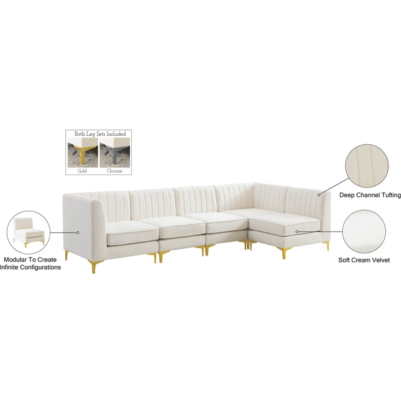 Meridian Furniture Alina Cream Velvet Modular Sectional