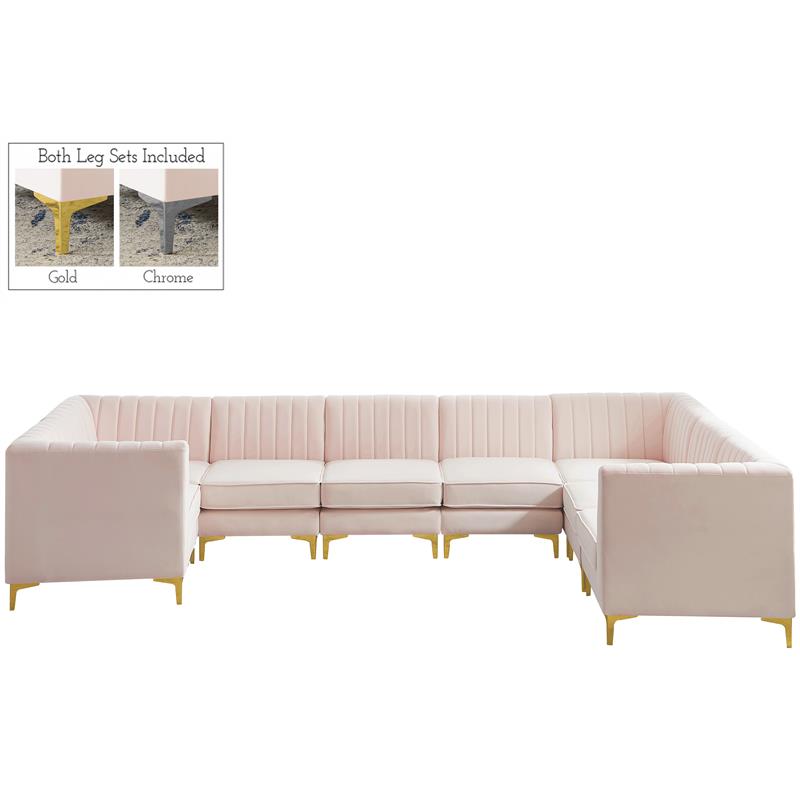 Meridian Furniture Alina Pink Velvet Modular Sectional