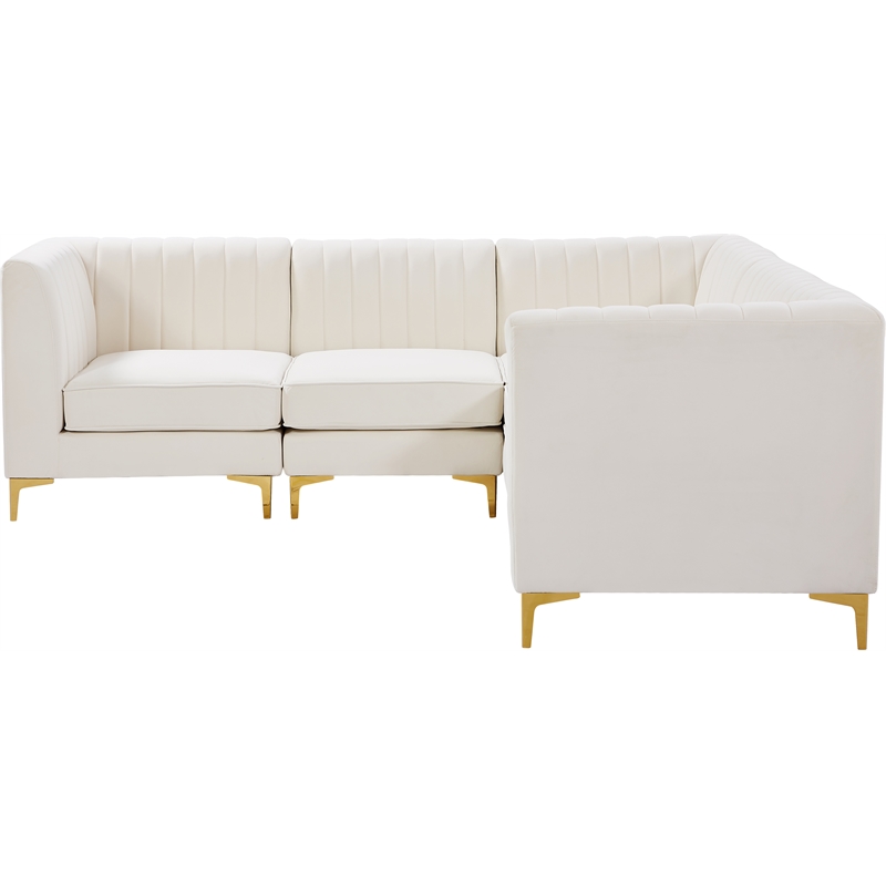Meridian Furniture Alina Cream Velvet Modular Sectional