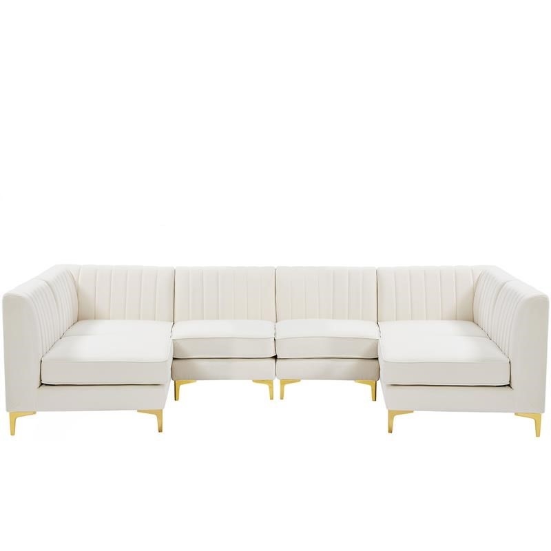 Meridian Furniture Alina Cream Velvet Modular Sectional