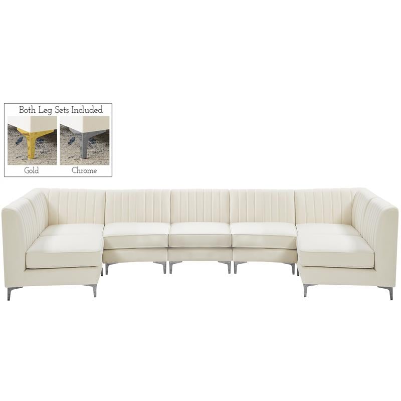 Meridian Furniture Alina Cream Velvet Modular Sectional