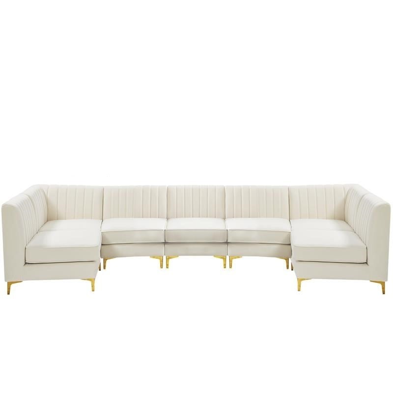 Meridian Furniture Alina Cream Velvet Modular Sectional