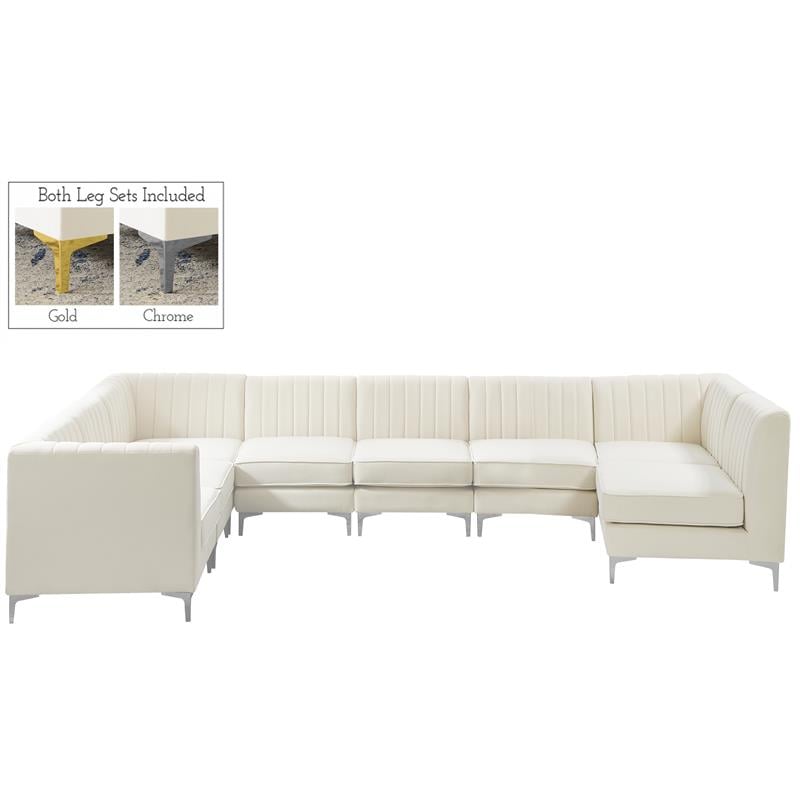Meridian Furniture Alina Cream Velvet Modular Sectional