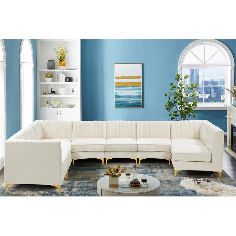Meridian Furniture Alina Cream Velvet Modular Sectional