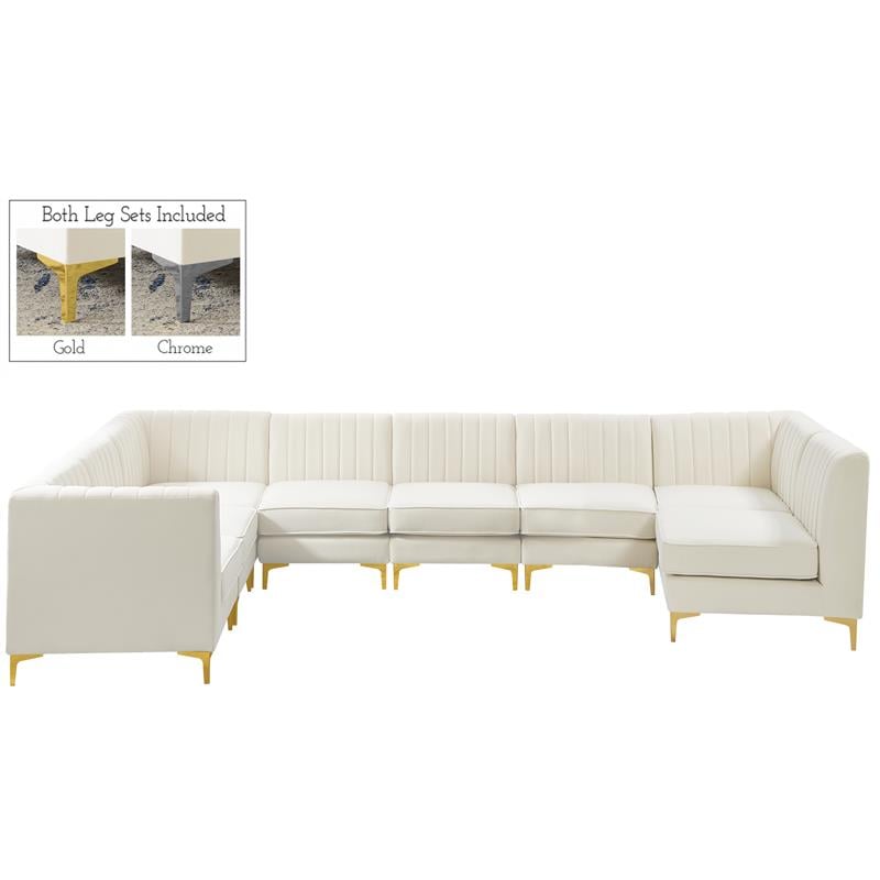 Meridian Furniture Alina Cream Velvet Modular Sectional