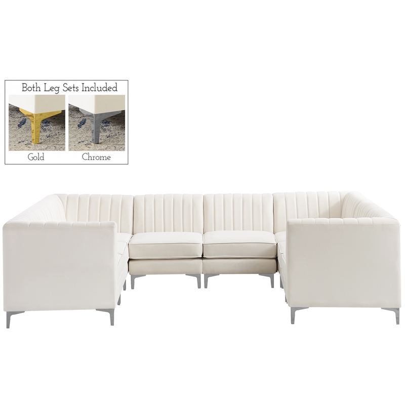 Meridian Furniture Alina Cream Velvet Modular Sectional
