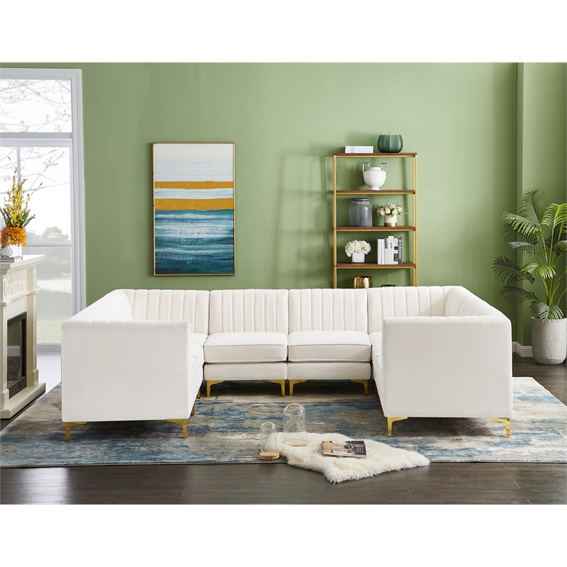 Meridian Furniture Alina Cream Velvet Modular Sectional
