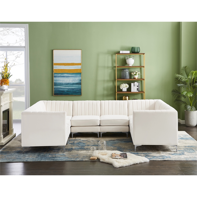 Meridian Furniture Alina Cream Velvet Modular Sectional