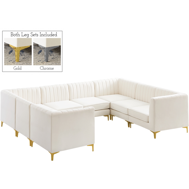 Meridian Furniture Alina Cream Velvet Modular Sectional