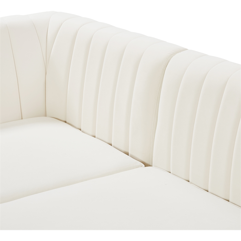 Meridian Furniture Alina Cream Velvet Modular Sectional