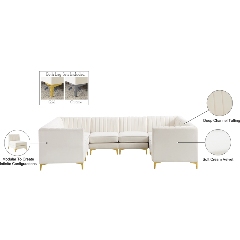 Meridian Furniture Alina Cream Velvet Modular Sectional