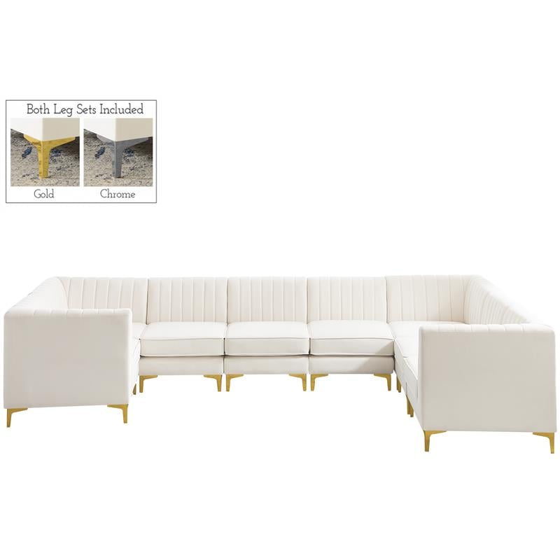 Meridian Furniture Alina Cream Velvet Modular Sectional