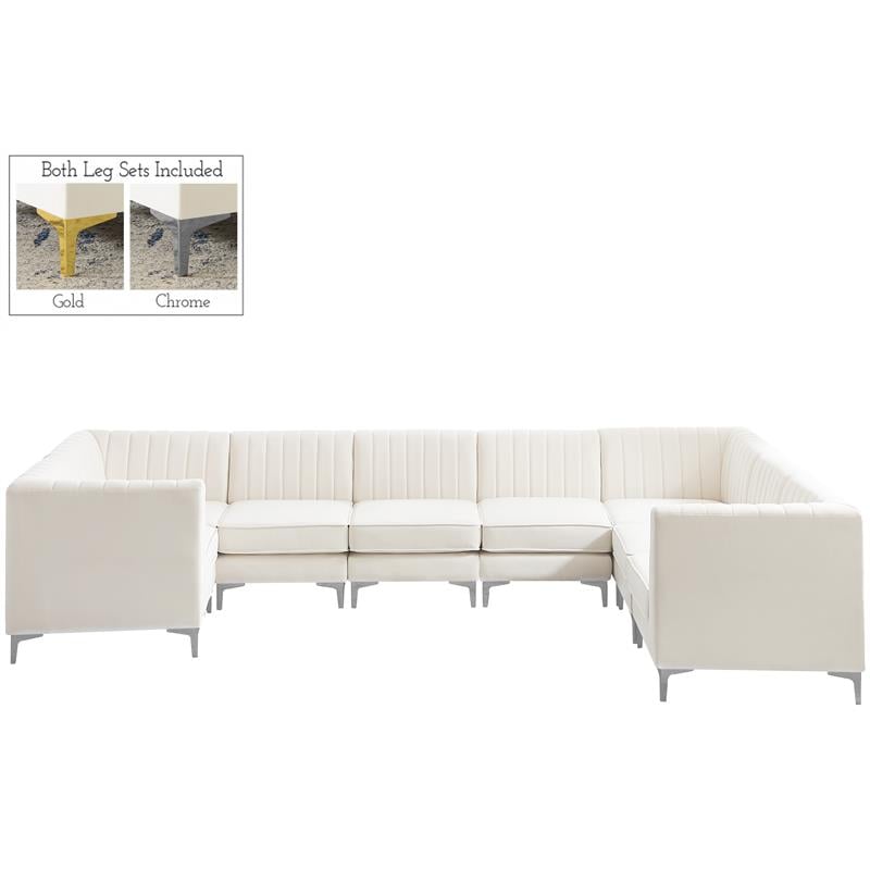 Meridian Furniture Alina Cream Velvet Modular Sectional