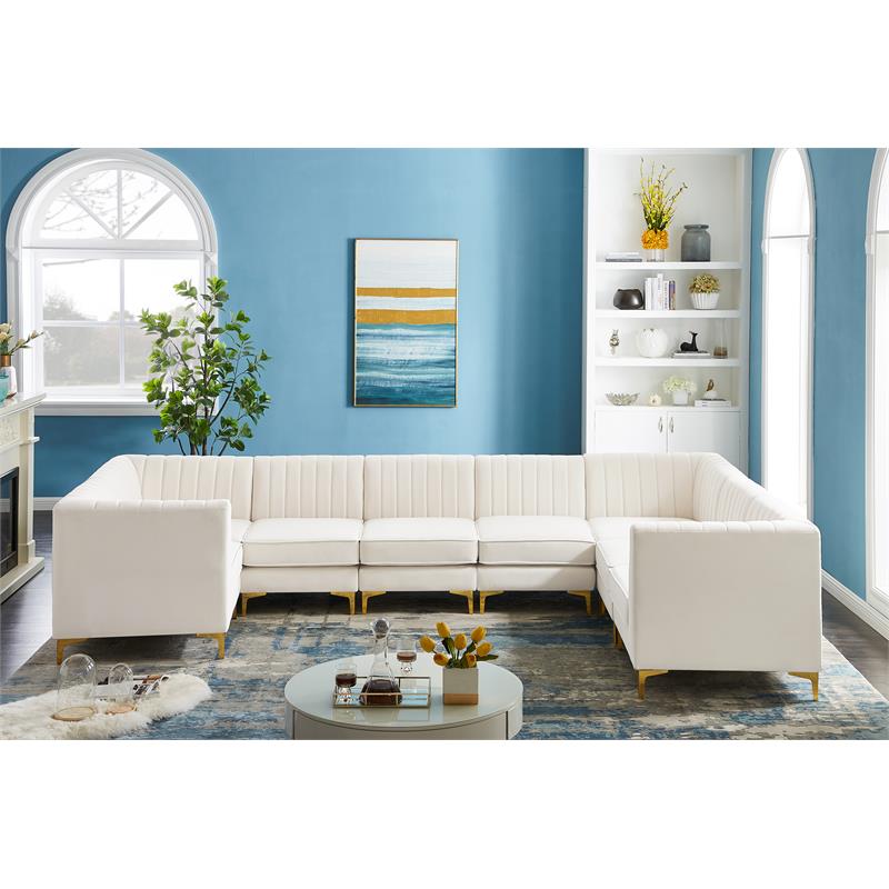 Meridian Furniture Alina Cream Velvet Modular Sectional