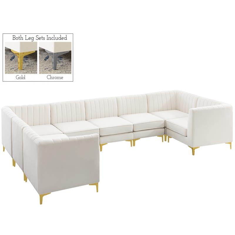 Meridian Furniture Alina Cream Velvet Modular Sectional