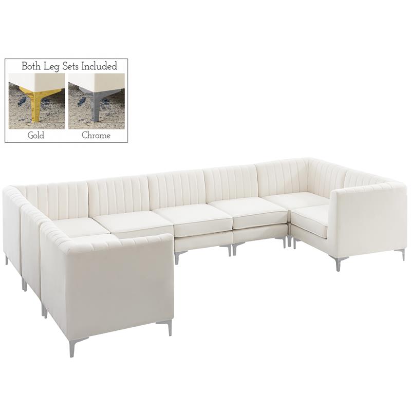 Meridian Furniture Alina Cream Velvet Modular Sectional