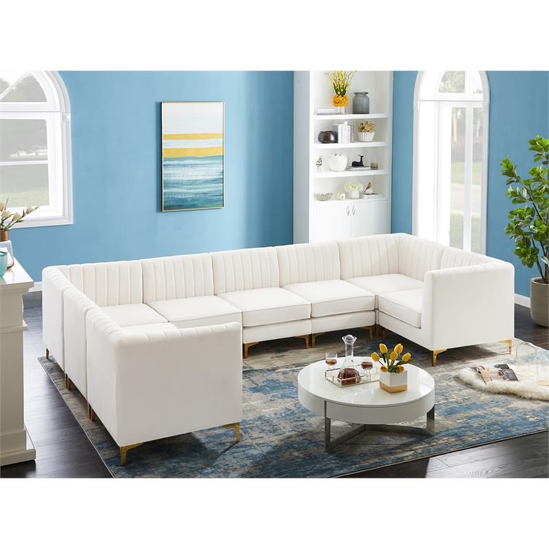 Meridian Furniture Alina Cream Velvet Modular Sectional