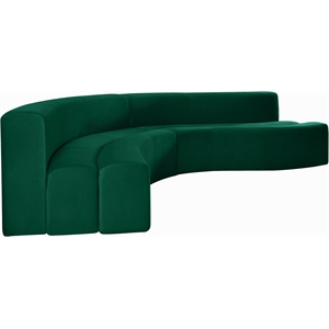 meridian furniture curl green velvet 2pc. sectional