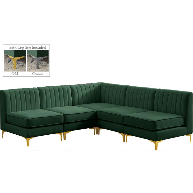 Meridian Furniture Alina Green Velvet Modular Sectional