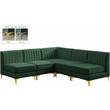Meridian Furniture Alina Green Velvet Modular Sectional