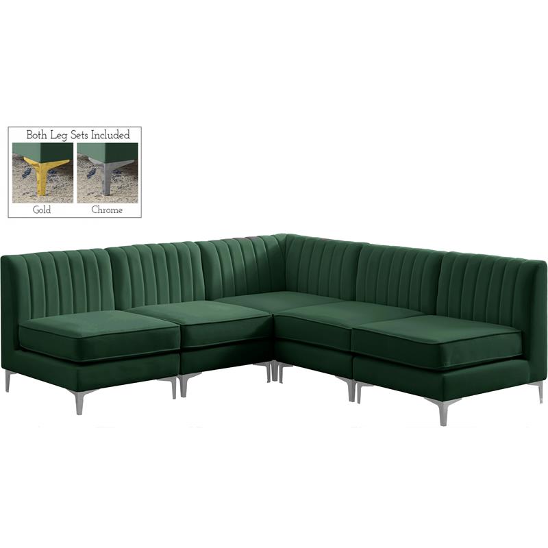 Meridian Furniture Alina Green Velvet Modular Sectional