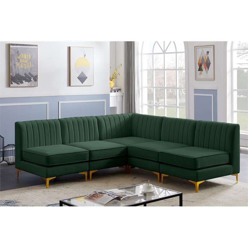 Meridian Furniture Alina Green Velvet Modular Sectional