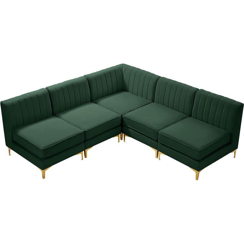 Meridian Furniture Alina Green Velvet Modular Sectional
