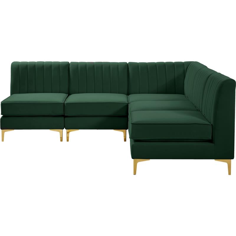Meridian Furniture Alina Green Velvet Modular Sectional