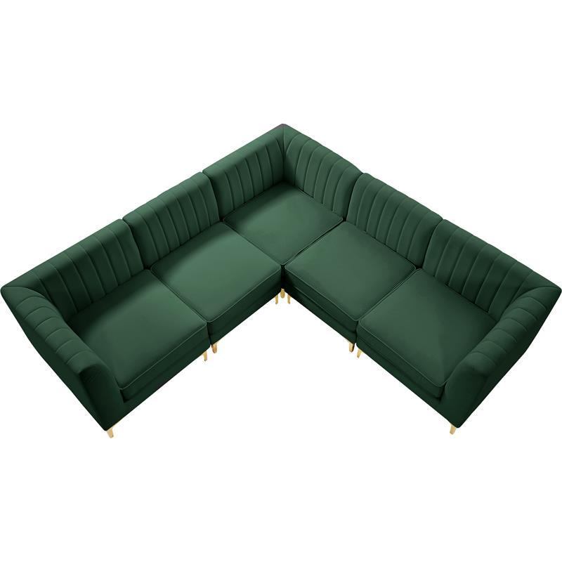 Meridian Furniture Alina Green Velvet Modular Sectional