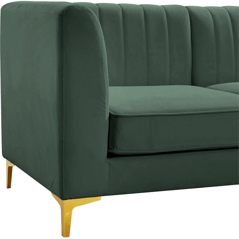 Meridian Furniture Alina Green Velvet Modular Sectional