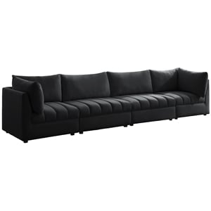 meridian furniture jacob black velvet modular sofa