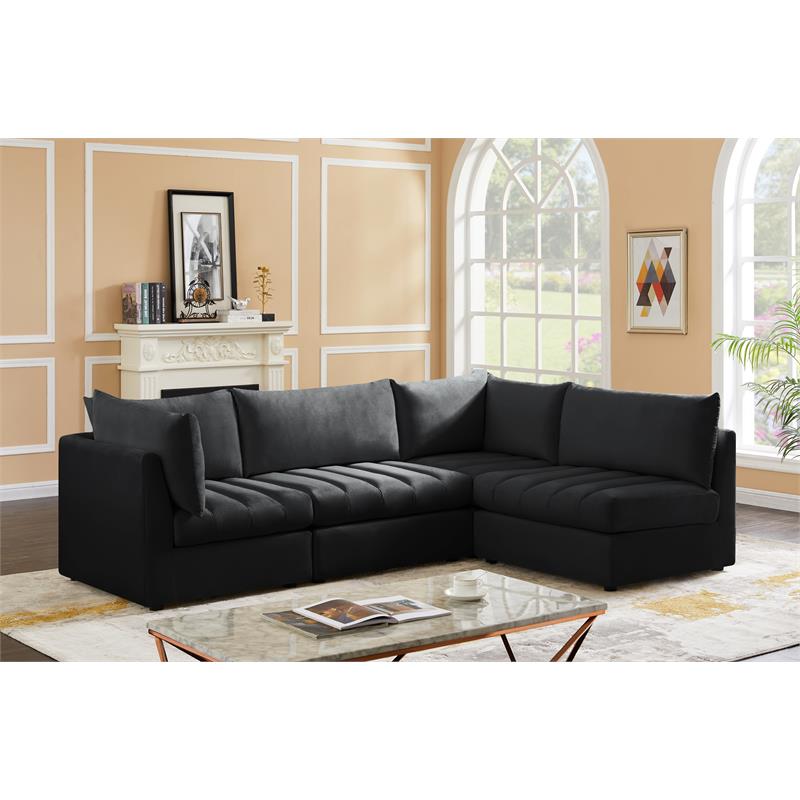 meridian furniture jacob black velvet modular sectional