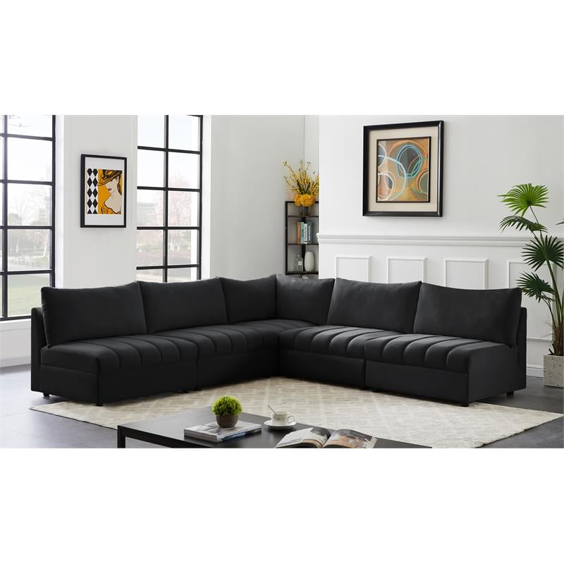 Meridian Furniture Jacob Black Velvet Modular Sectional