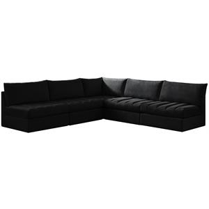 meridian furniture jacob black velvet modular sectional