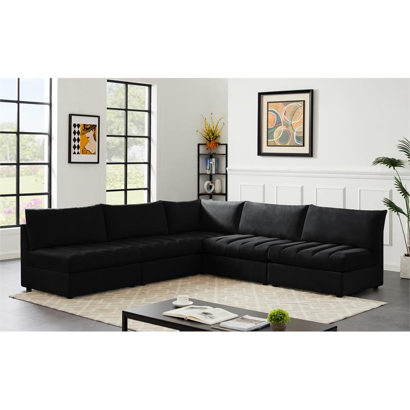 Meridian Furniture Jacob Black Velvet Modular Sectional