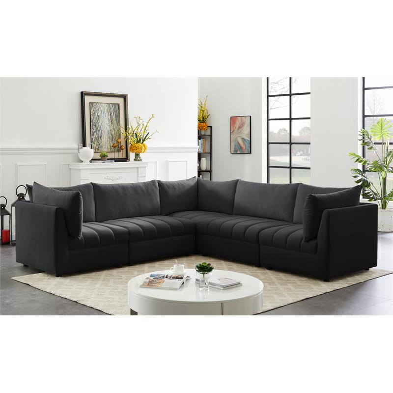 Meridian Furniture Jacob Black Velvet Modular Sectional