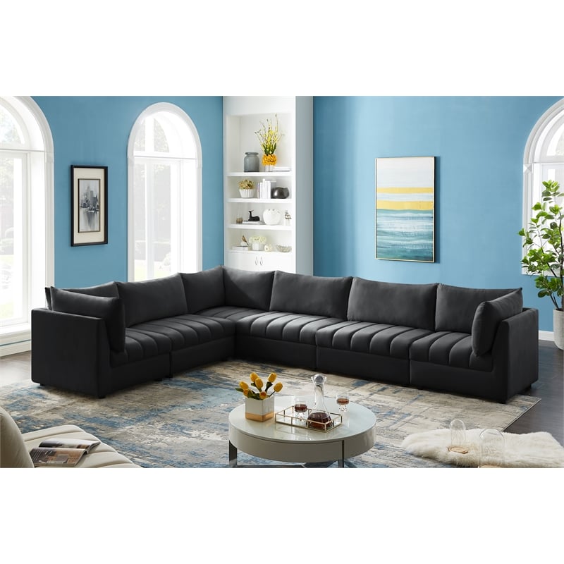 Meridian Furniture Jacob Black Velvet Modular Sectional