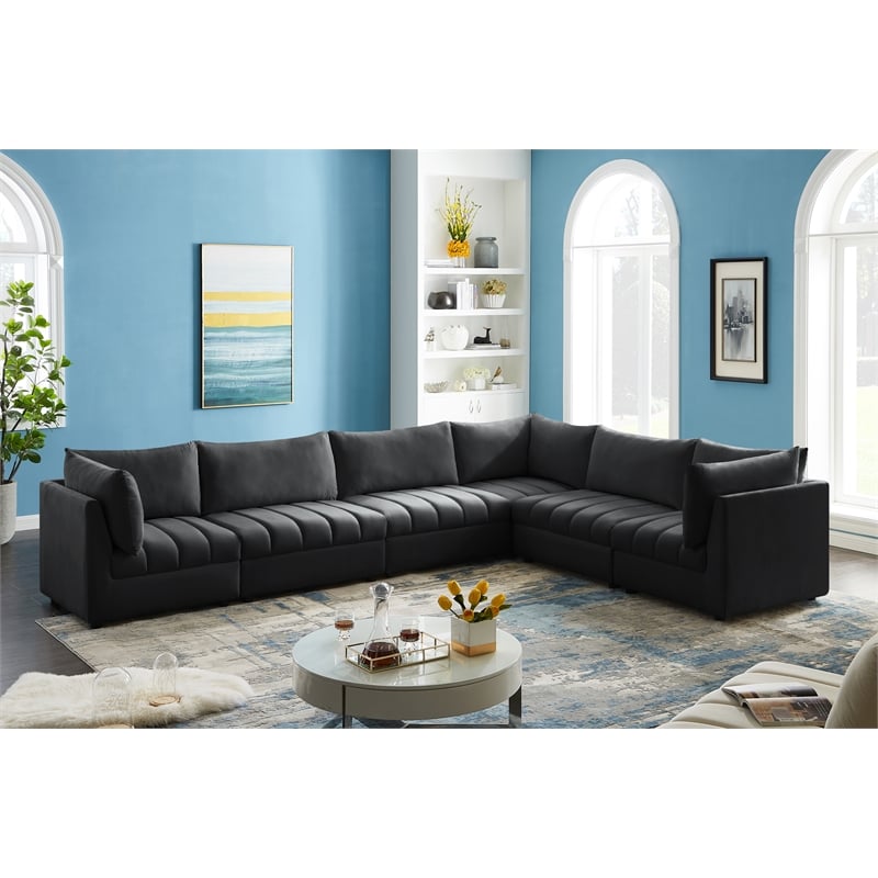 Meridian Furniture Jacob Black Velvet Modular Sectional