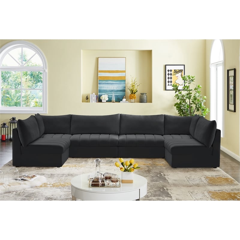 Meridian Furniture Jacob Black Velvet Modular Sectional