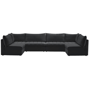 meridian furniture jacob black velvet modular sectional